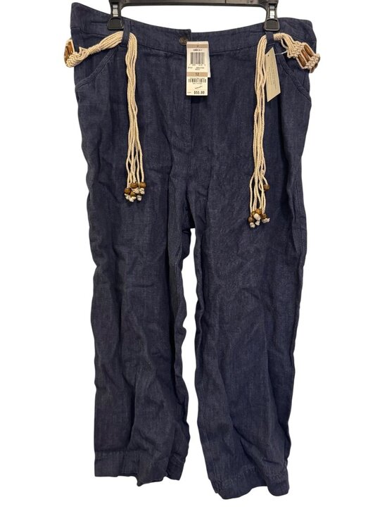 Charter Club Pants - Charter Club Katherine Fit Womens Cropped Linen Pants Indigo Size 12 NWT